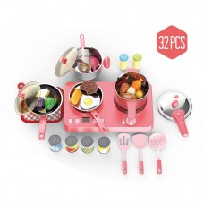 32 PCS Playhouse Induction Cooker Set Children Kitchen Simulation Playset